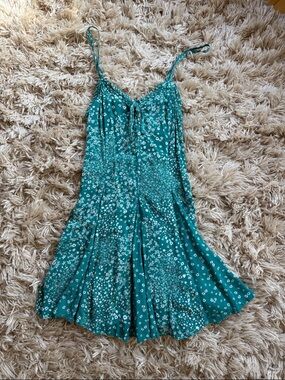 wild fable Teal Floral Spaghetti Strap Dress S
